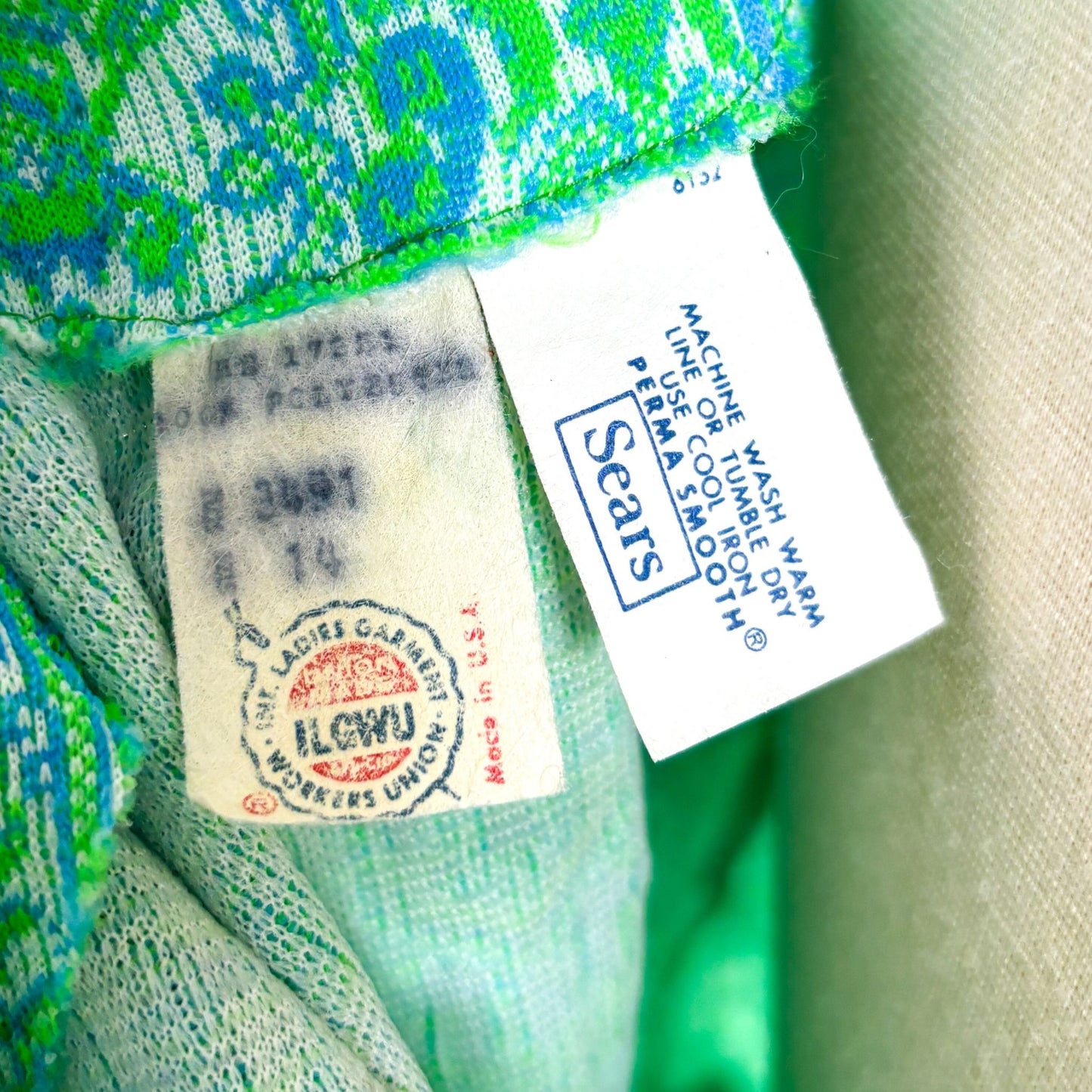 1970s Neon Green Mod Go-Go Shift Day Dress L/XL Plus Size