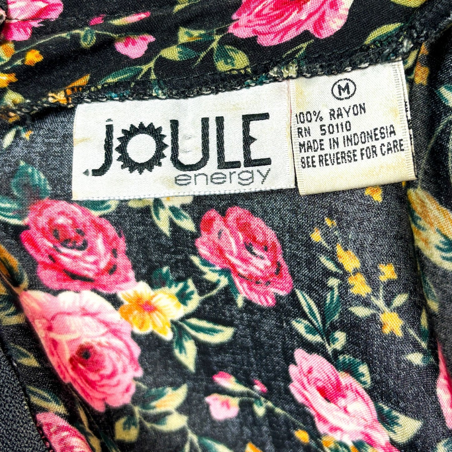 90s Long Sleeve Mini Dress Dark Floral