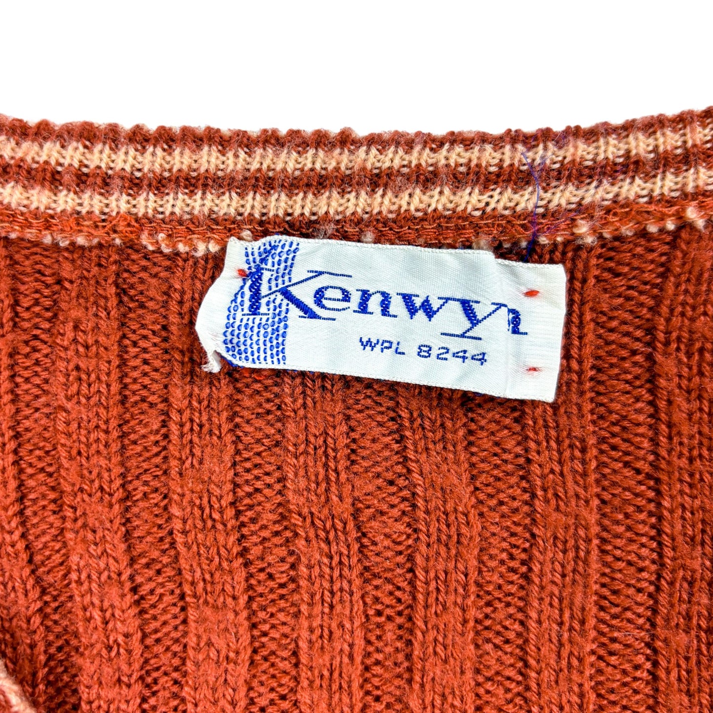 70s Burnt Orange Knit Cardigan Sweater with Pockets by Kenwyn S/M