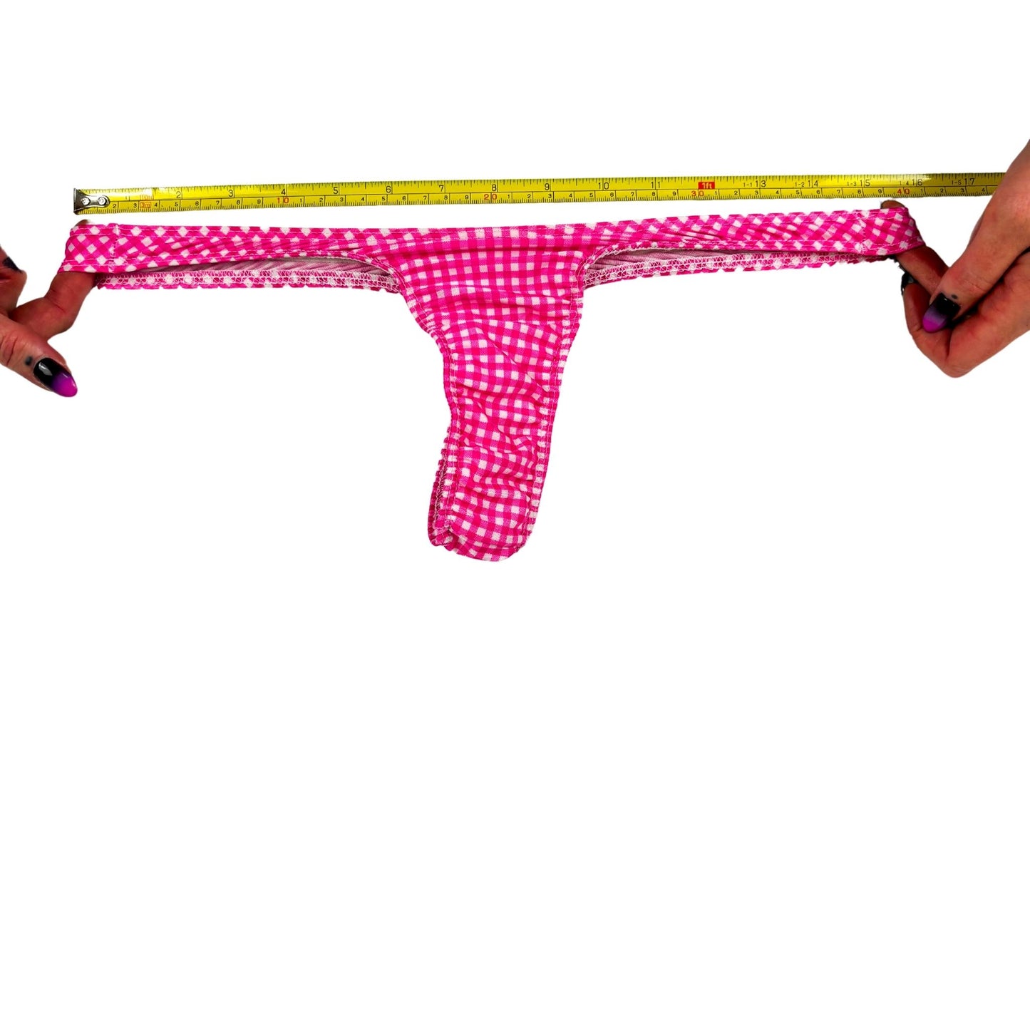 90s Pink Gingham High Cut Thong