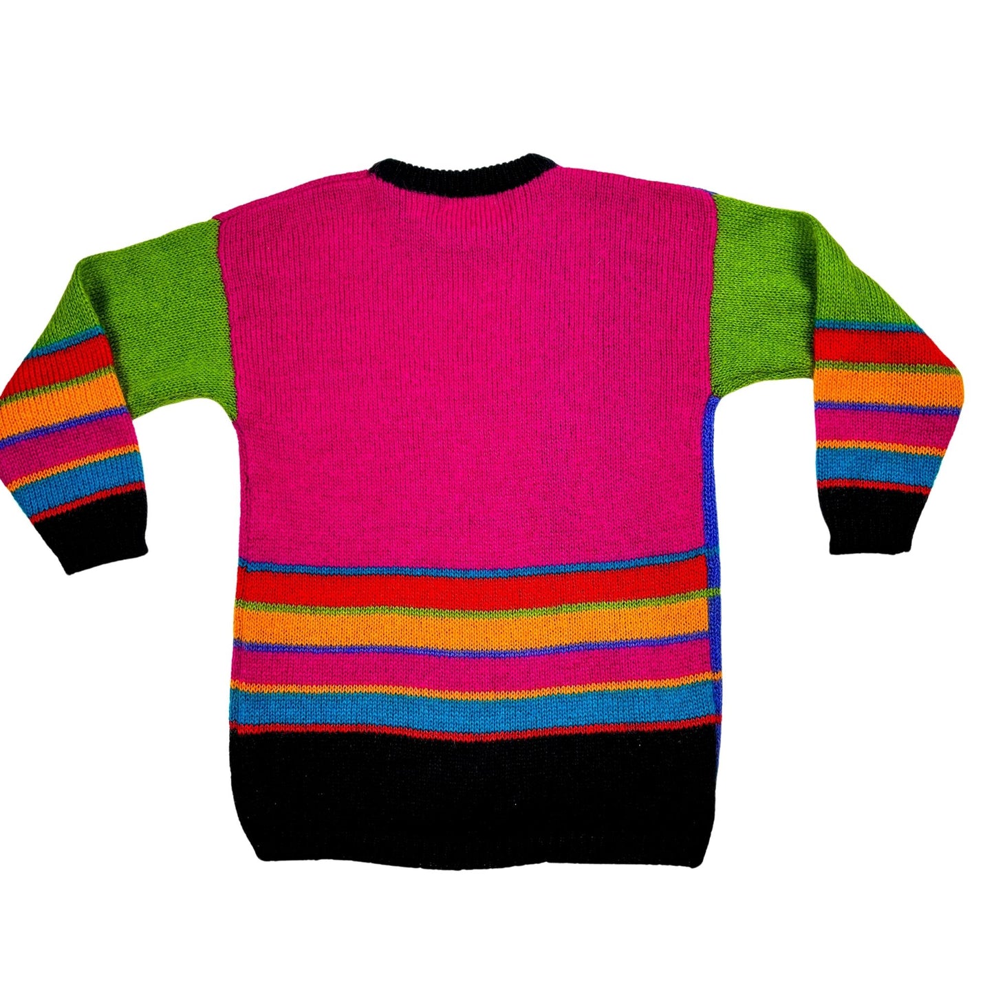80s Bright Colorblock Mohair Sweater Oversized M/L by Valerie Stevens