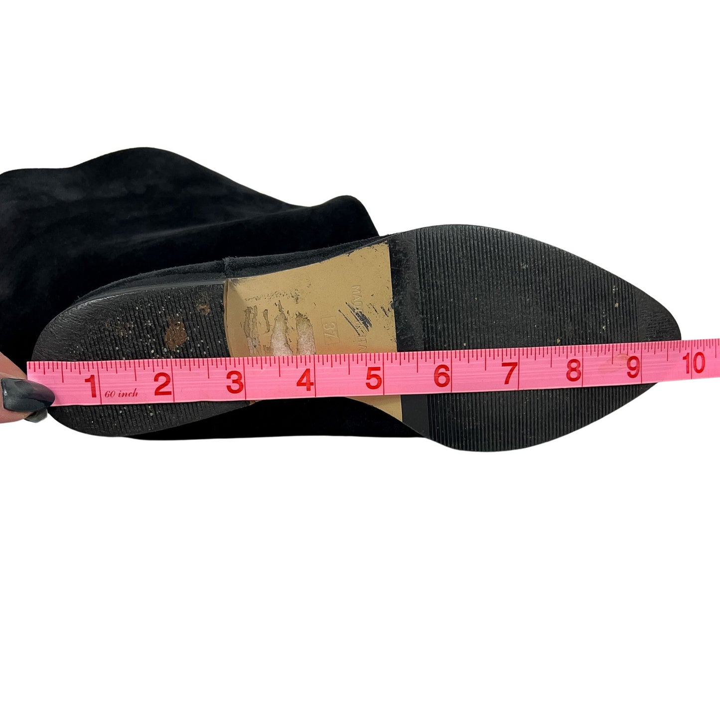 70s Vintage Black Suede Knee High Boots