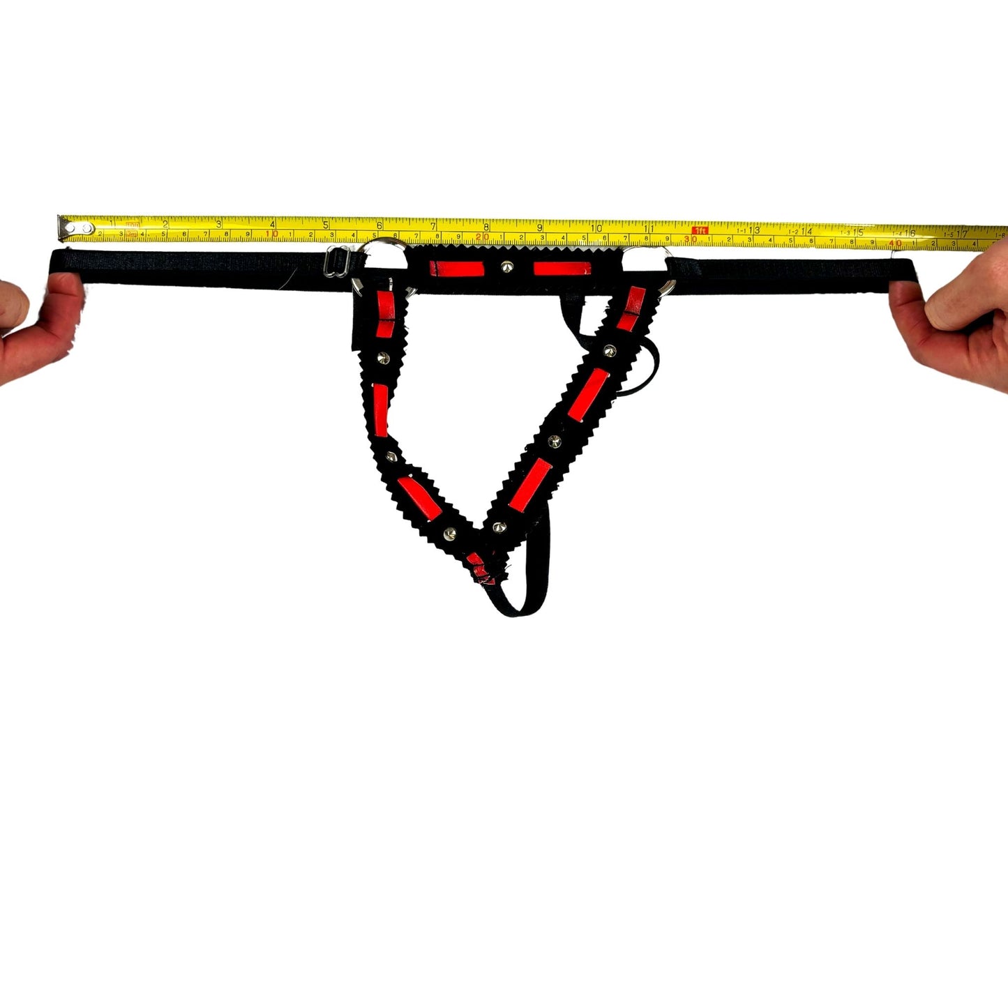 90s Black + Red Leather O-Ring G-String Open Thong