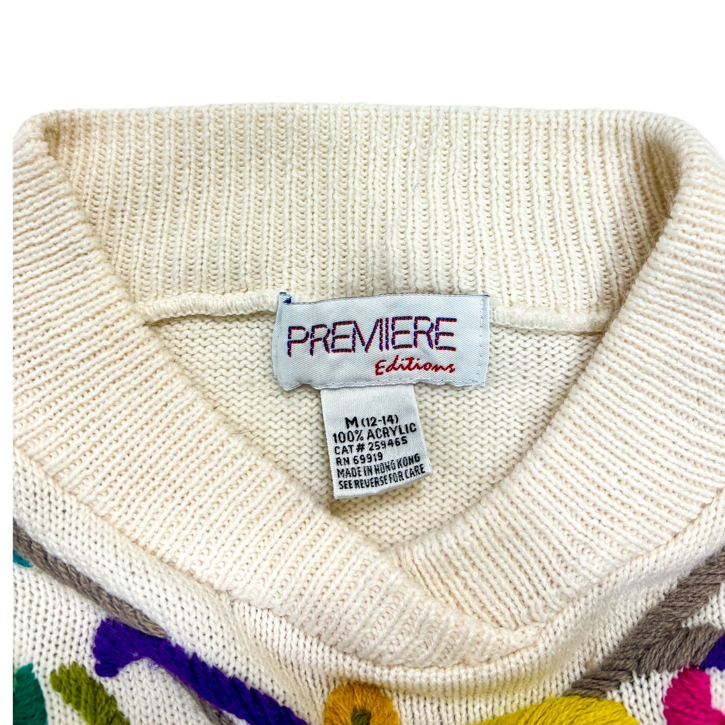 80s White Floral Sweater Dress Long Sleeve