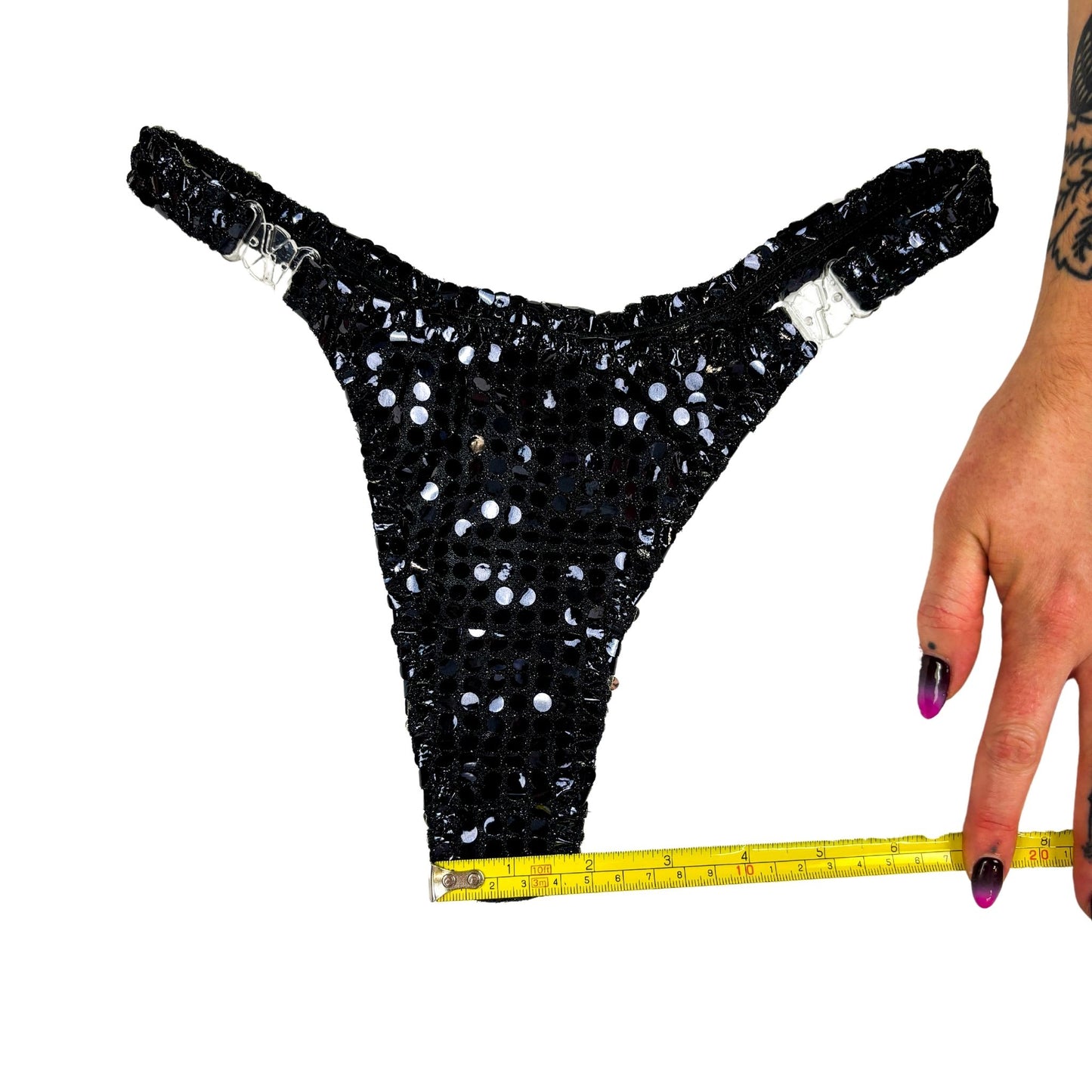 90s Vintage Black Sequin Thong - High Cut Lingerie