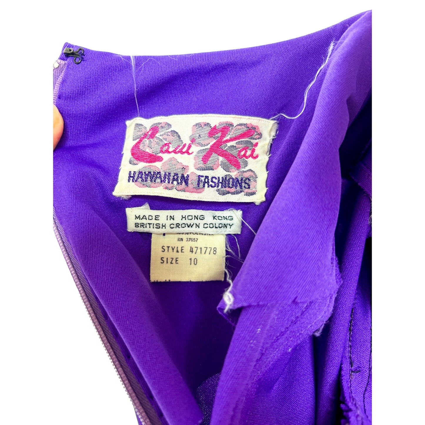 1960s Hawaiian Maxi Dress Long Sleeve by Laui Kai Small/Med