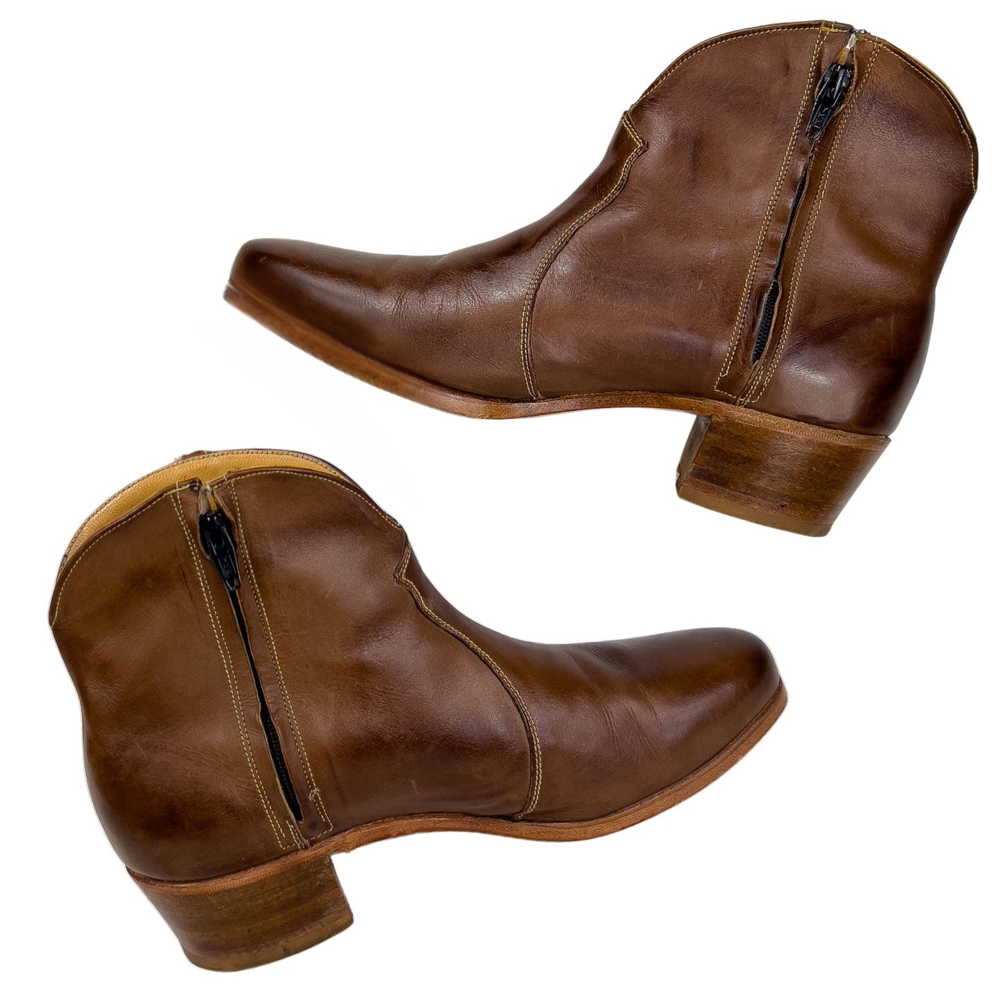 70s Brown Leather Ankle Boots Florsheim M 7.5, W 9